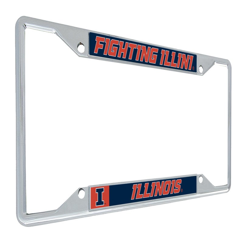 Desert Cactus University of Illinois Fighting Illini U of I Car Accessories Metal License Plate Frame and Tag Holder for Front or Rear of Car (Mascot) - Image 1